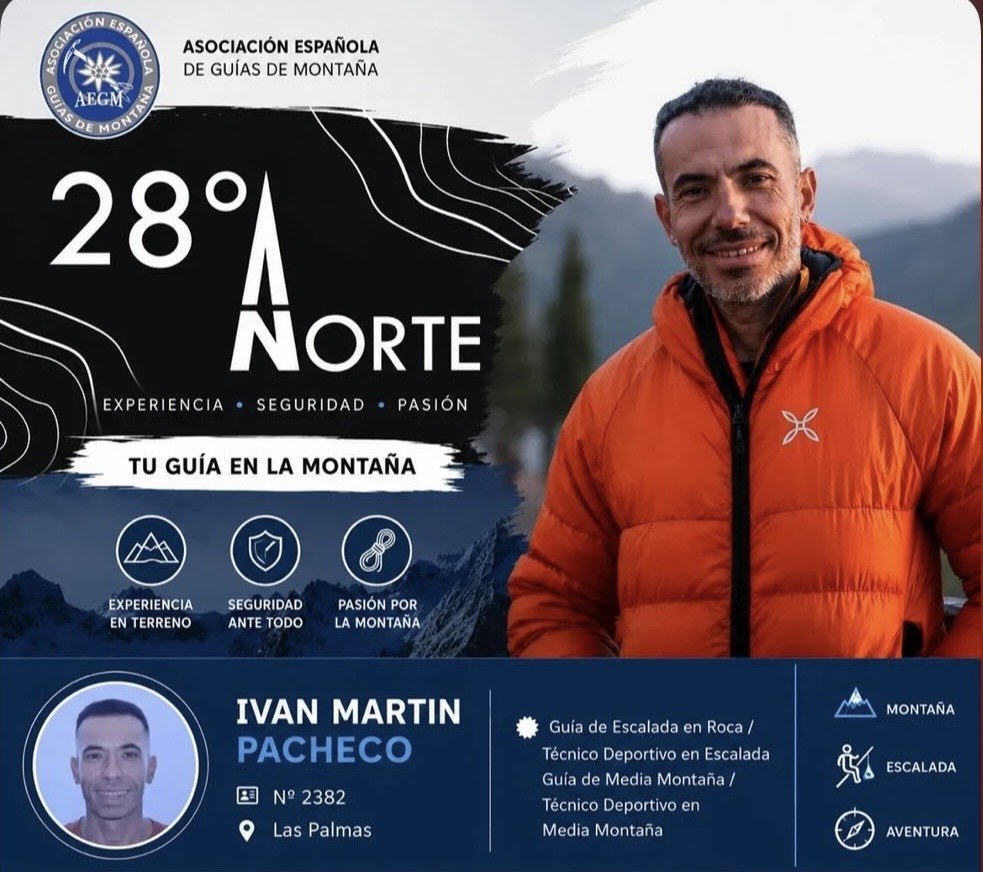 Iván Pacheco, guía de 28° Norte, en la montaña